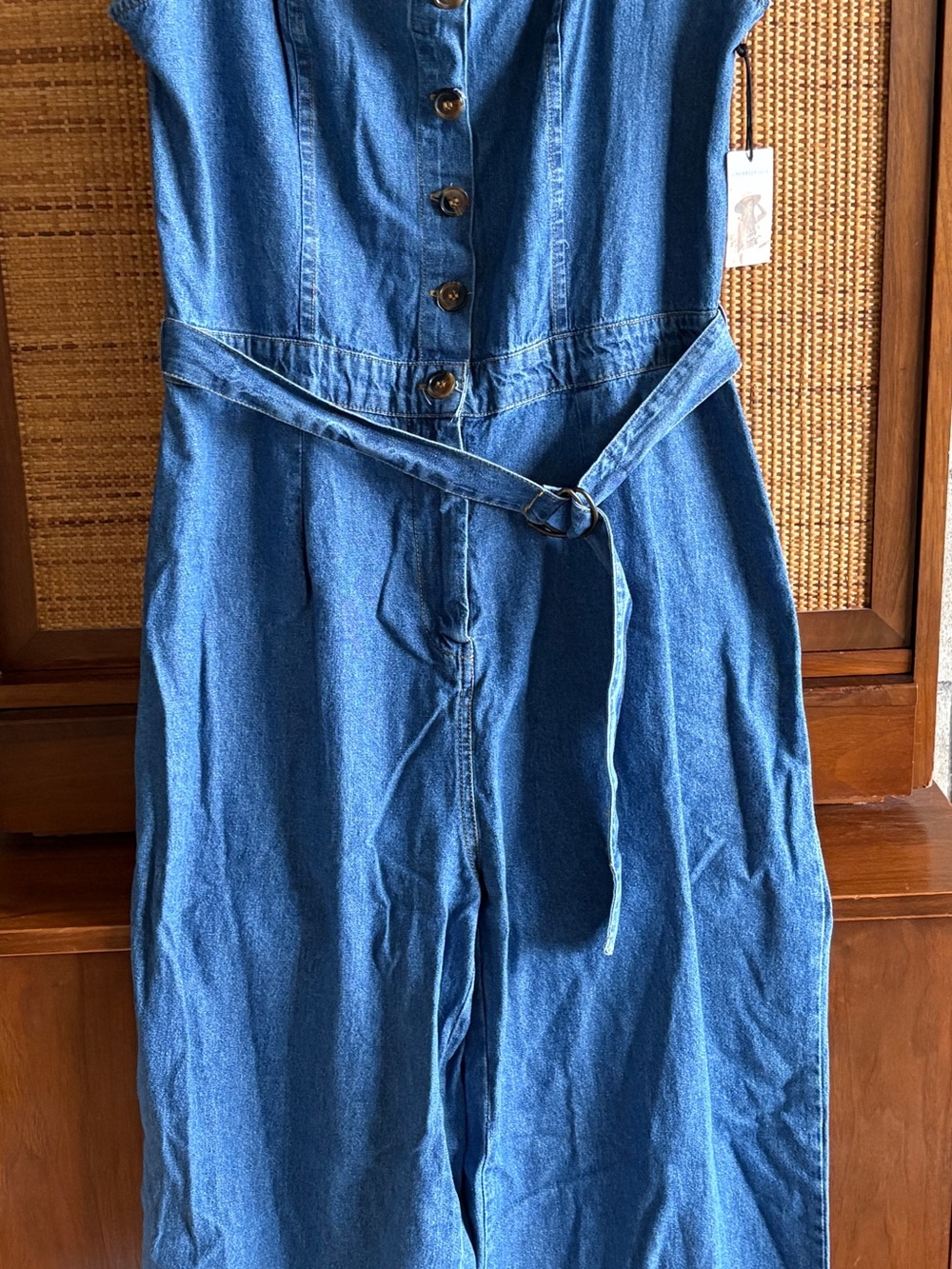 Sincerely Jules Blue Denim Belted Jumpsuit